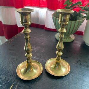 vintage set of brass candlestick holders